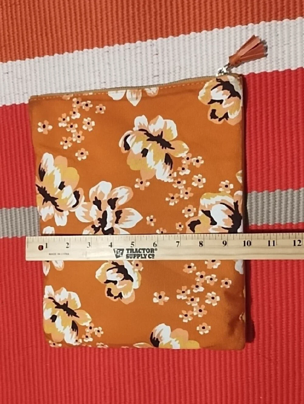 Rachel Pally Orange Floral Zip Pouch VGC.